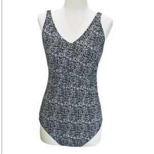 Speedo One Piece Black & White Racing Swimsuit